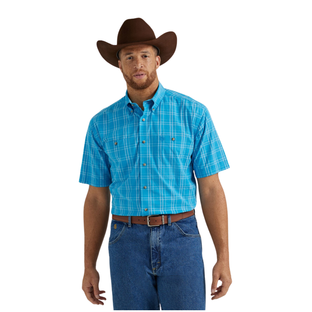Wrangler Men's George Strait Plaid Blue Shirt
