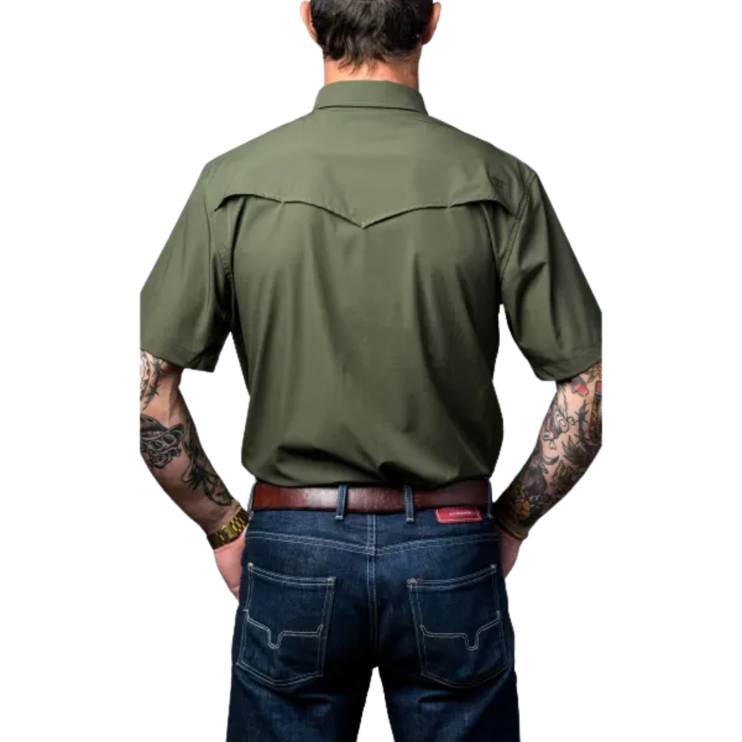 Ferrell Men's Short Sleeve Western Olive Green Shirt