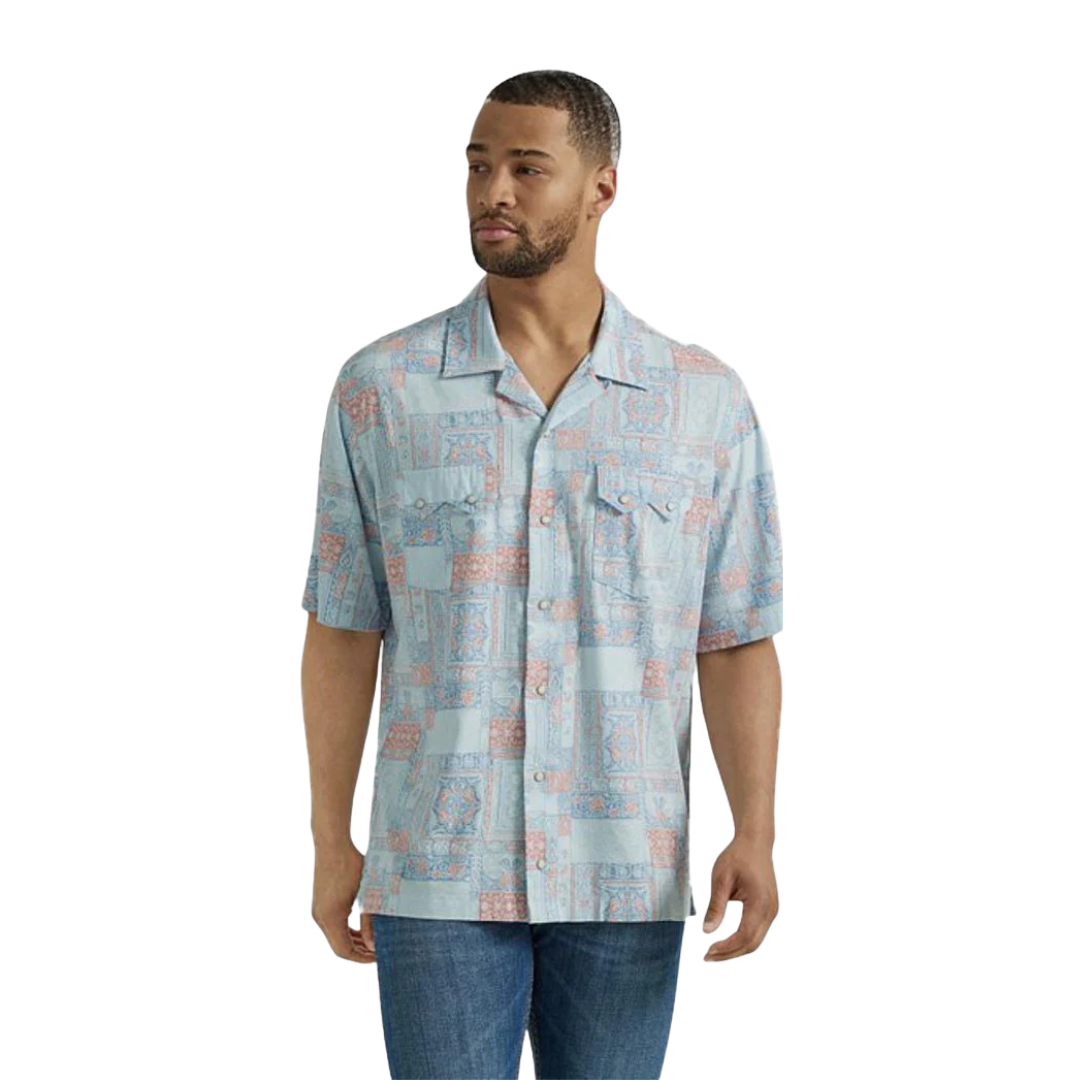 Wrangler Men's Coconut Cowboy Blue Bandana Shirt