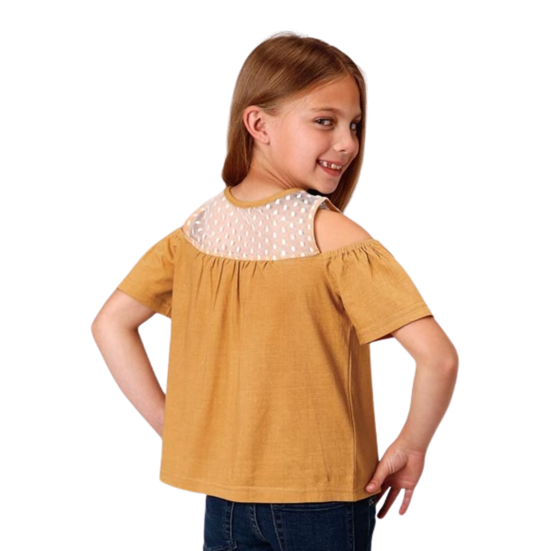 Roper Youth Girl's Dip Dyed Cotton Yellow Blouse