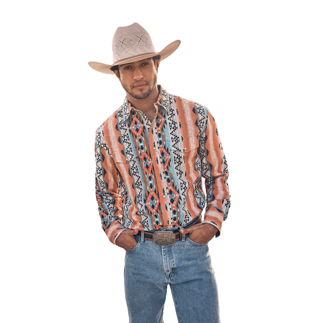 Wrangler Men's Checotah Orange Bowl Shirt