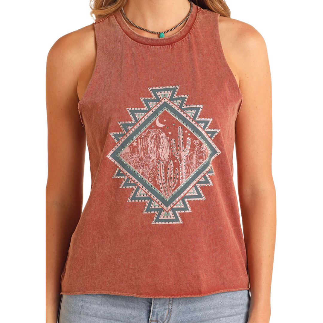 Rock & Roll Women's Cactus Graphic Tank Top