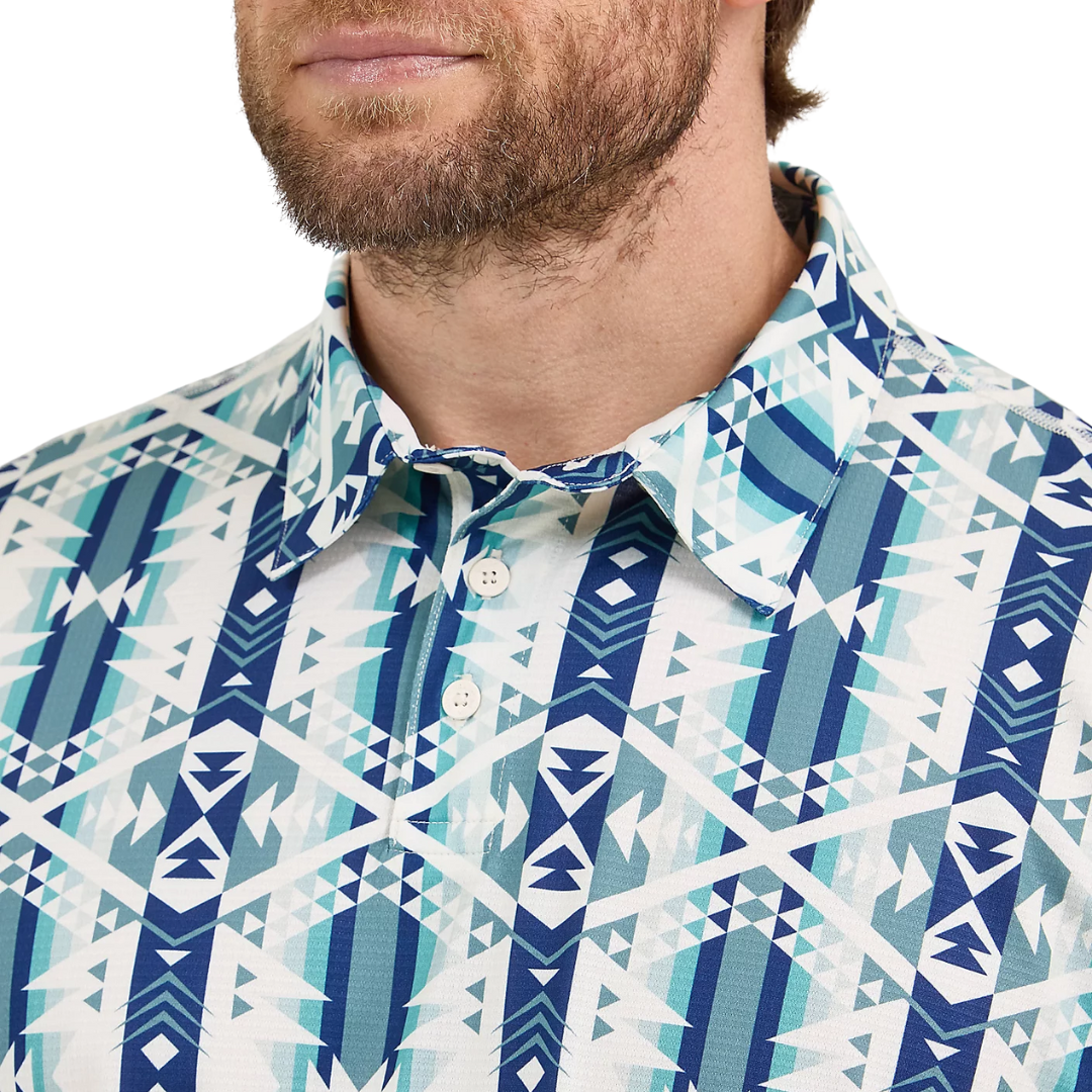 Wrangler Men's Aztec Print Icy Geo Polo Shirt
