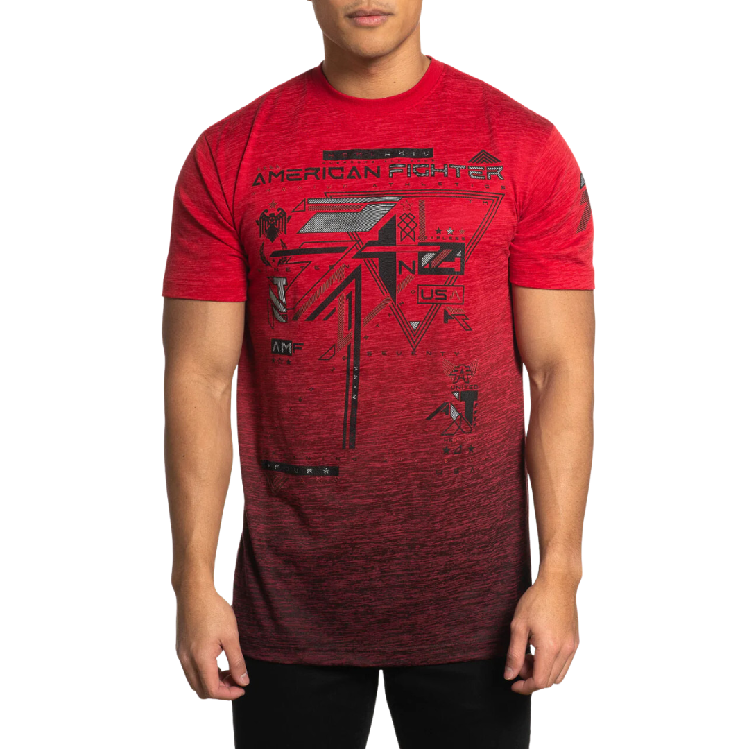 American Fighter Men s Red Cranford T shirt Style and Quality at The Boot Jack