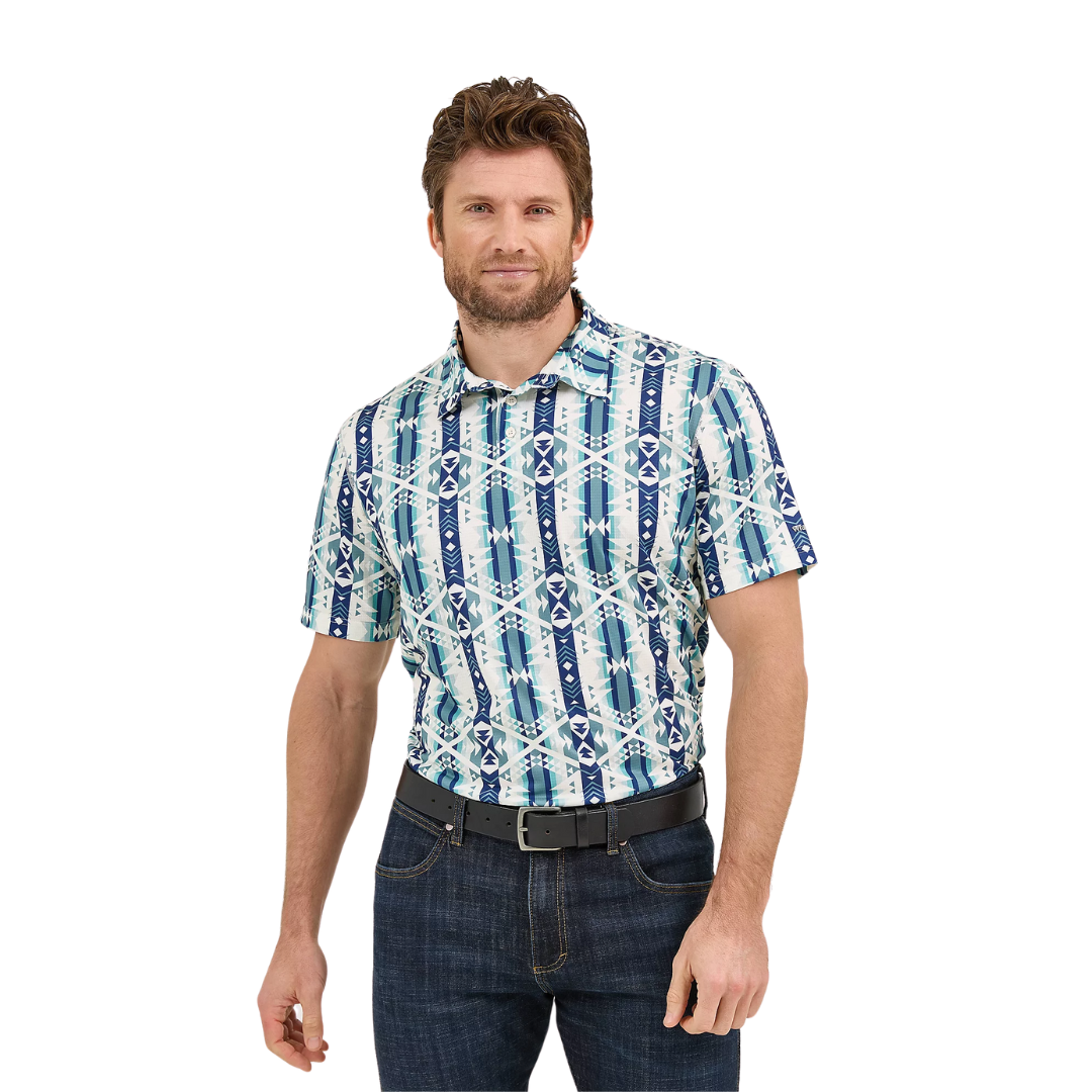 Wrangler Men's Aztec Print Icy Geo Polo Shirt