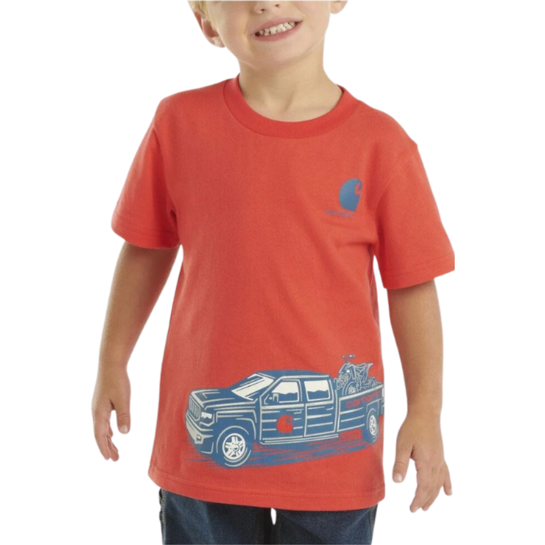 Carhartt Toddler Boy's Short Sleeve Truck Wrap Red Tee Shirt
