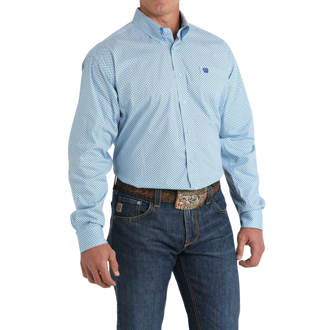 Cinch Men's Diamond Print Light Blue Shirt