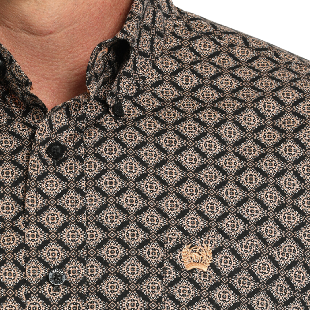 Cinch Men's Geometric Print Black Shirt