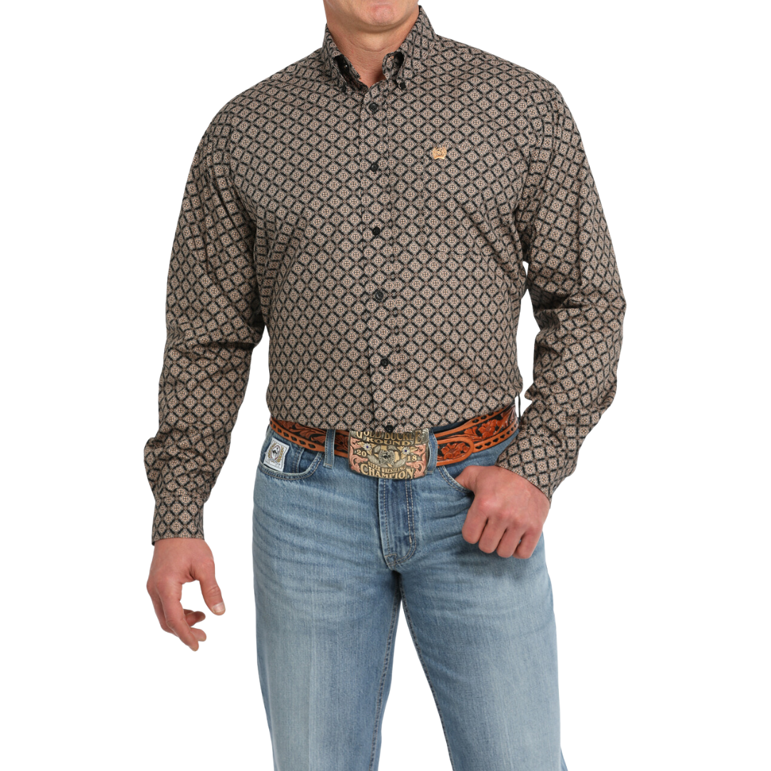 Cinch Men's Geometric Print Black Shirt