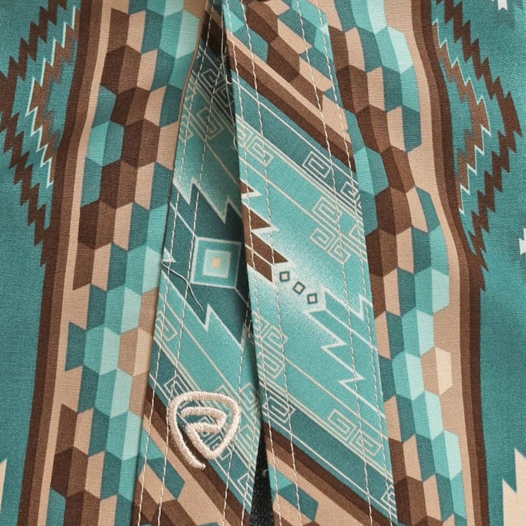 Panhandle Slim Men's Denim Aztec Print Turquoise Shirt