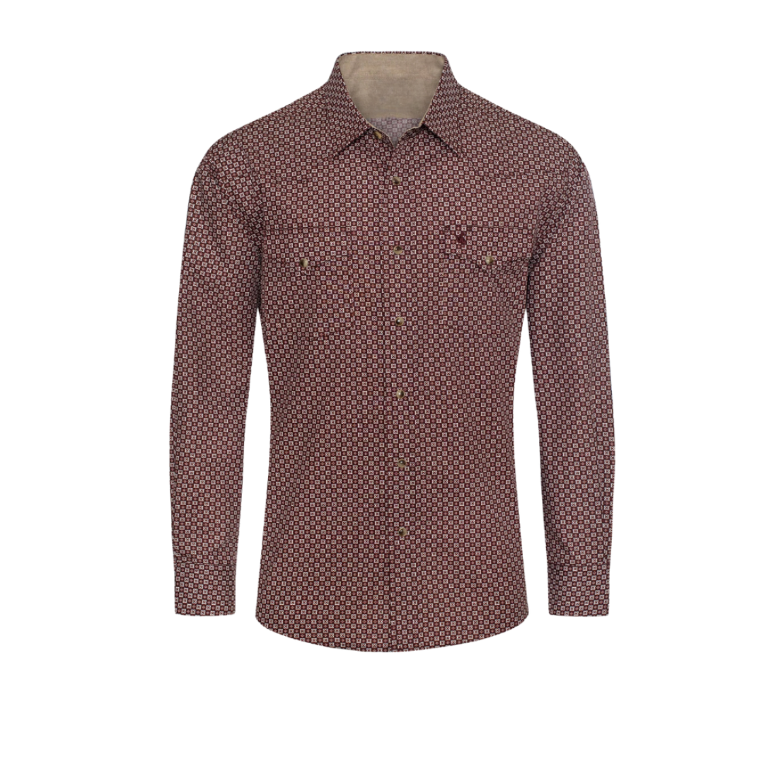Avalon Men's Pearl Snap Print Red Shirt