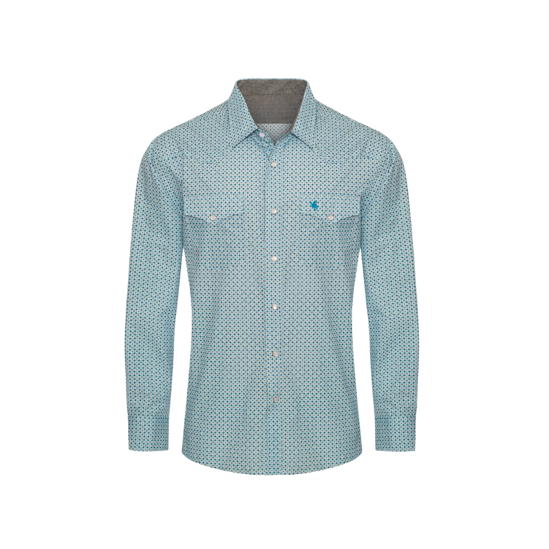 Avalon Men's Pearl Print Aztec Blue Shirt