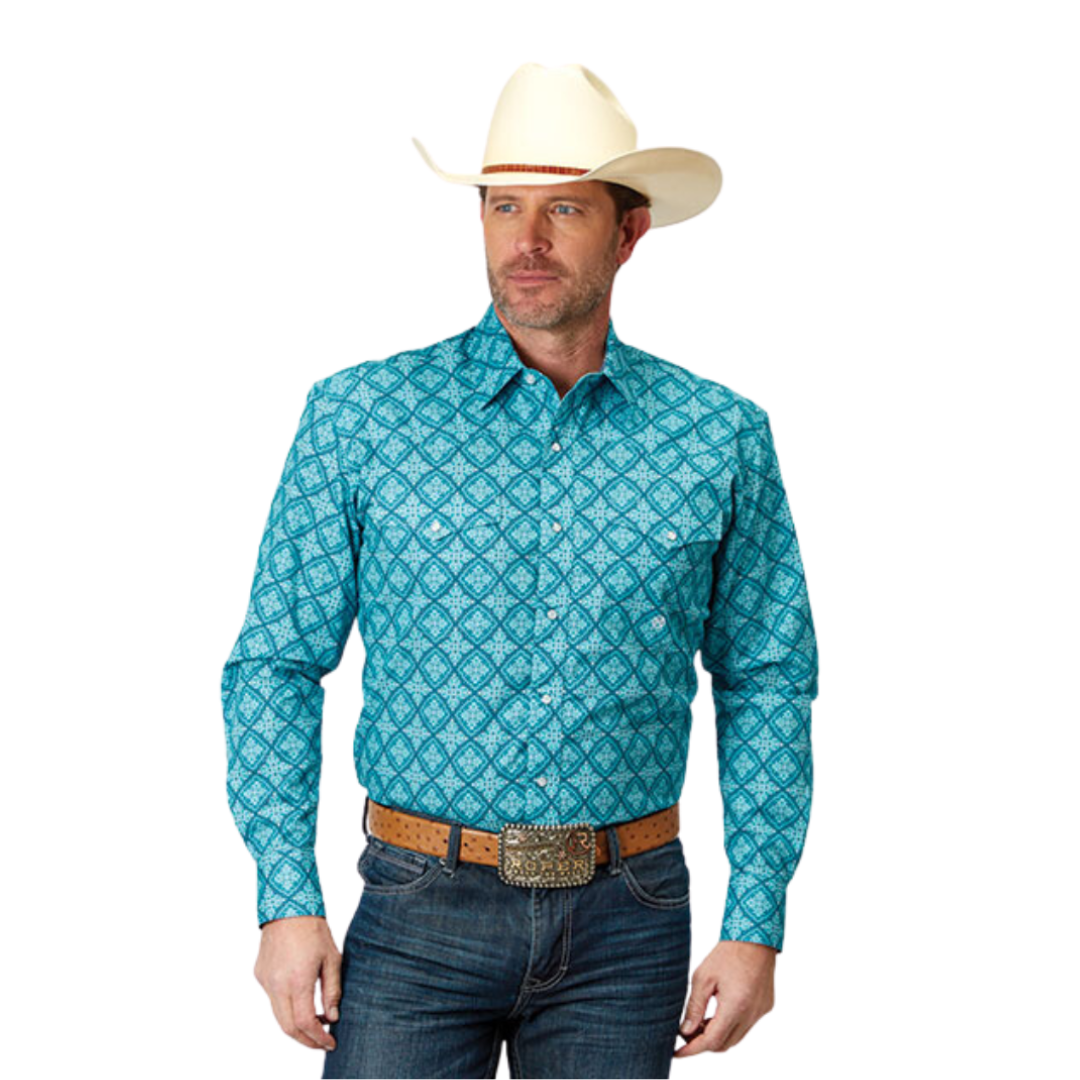 Roper Men's Lake Medallion Blue Shirt