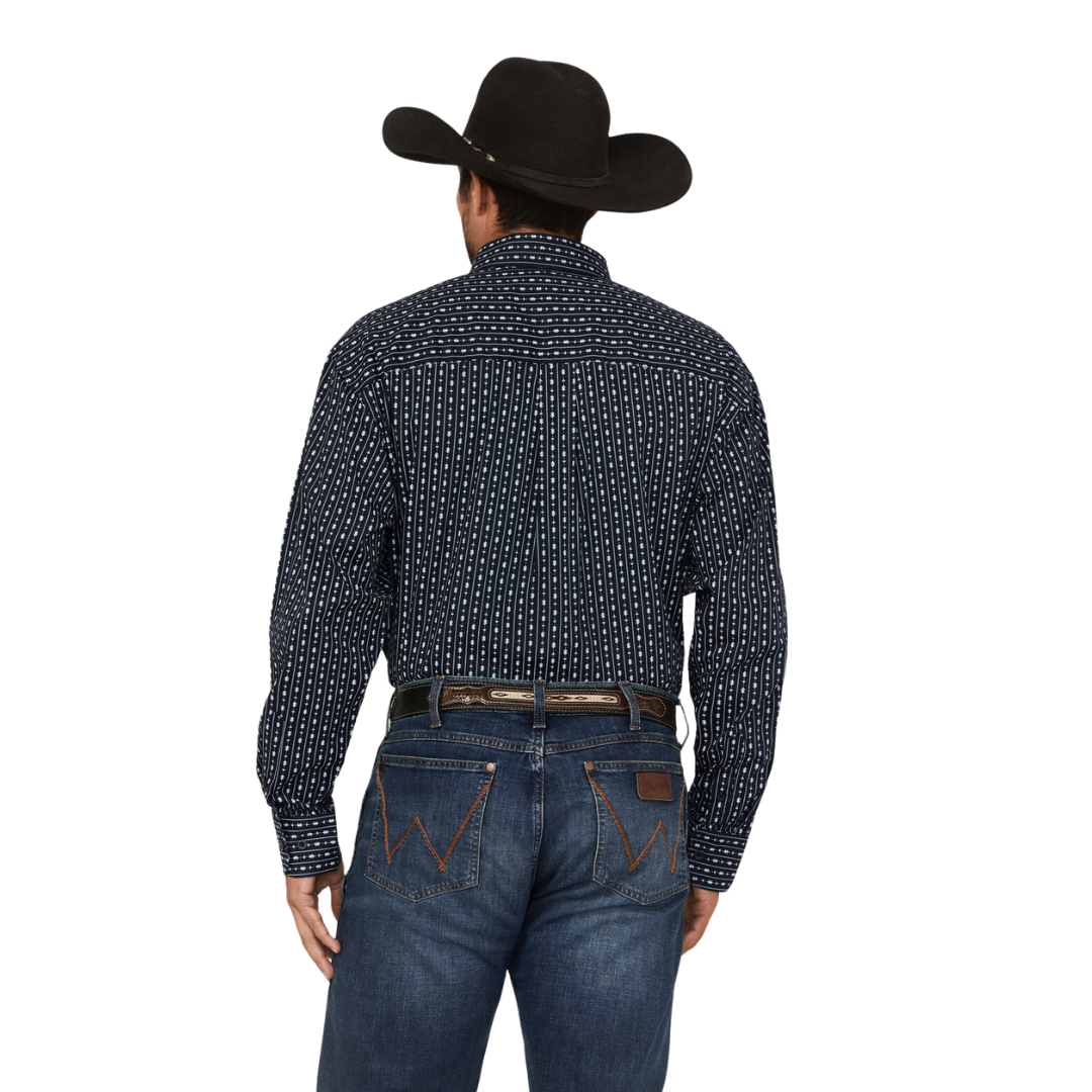 Wrangler Men's Floral Striped Print Long Sleeve Shirt - Big & Tall