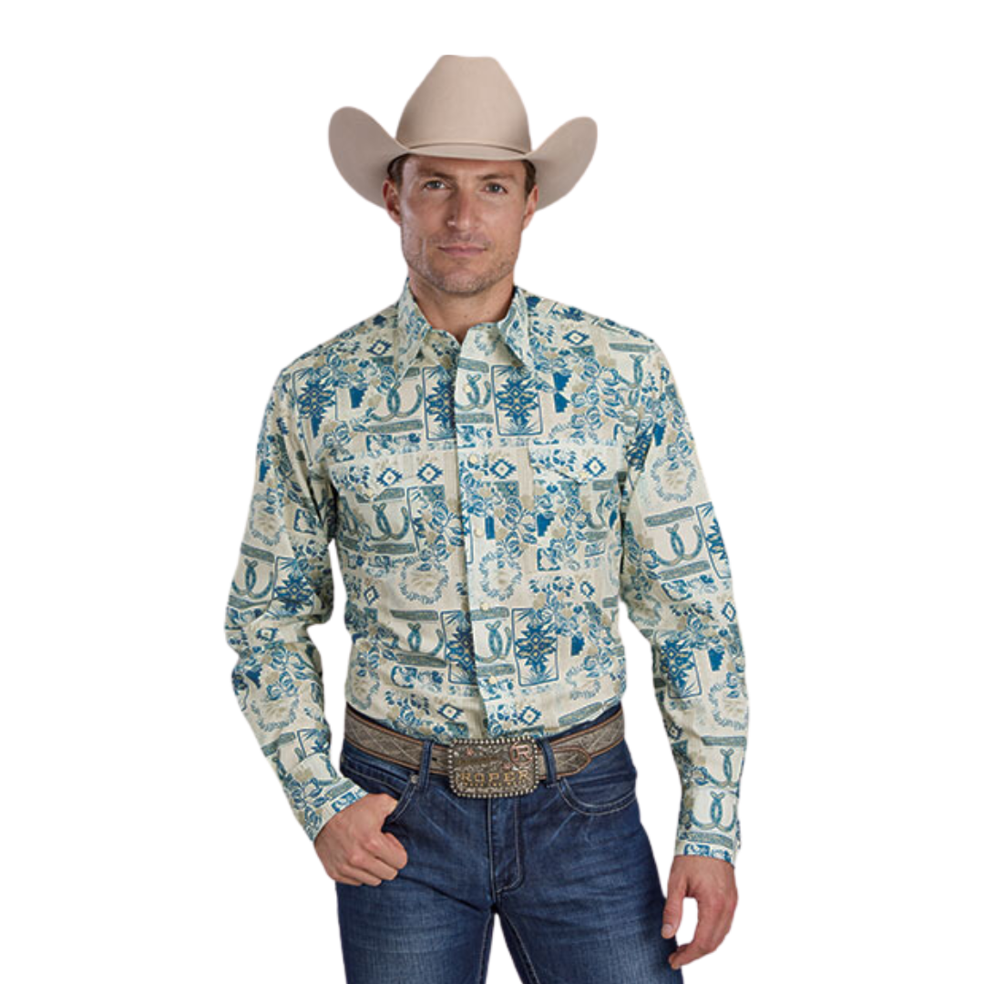 Roper Men's Performance Tropical Resort Print Shirt