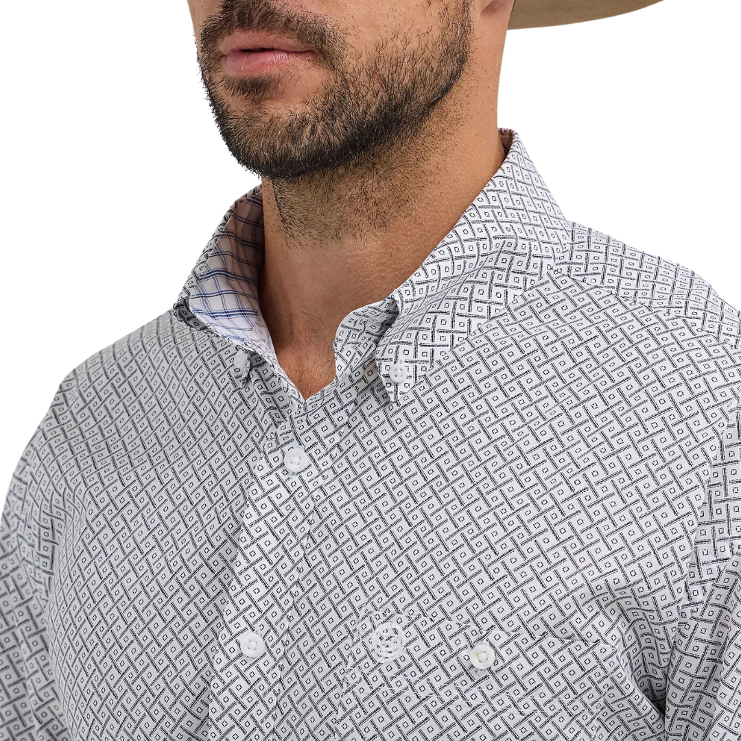 Wrangler Men's George Strait Bars White Shirt - Big & Tall
