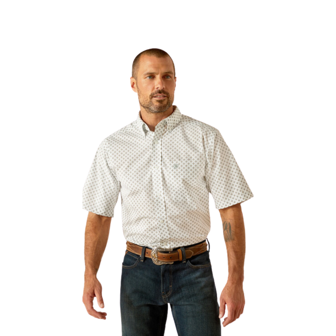Ariat Men's Fitted White Print Shirt