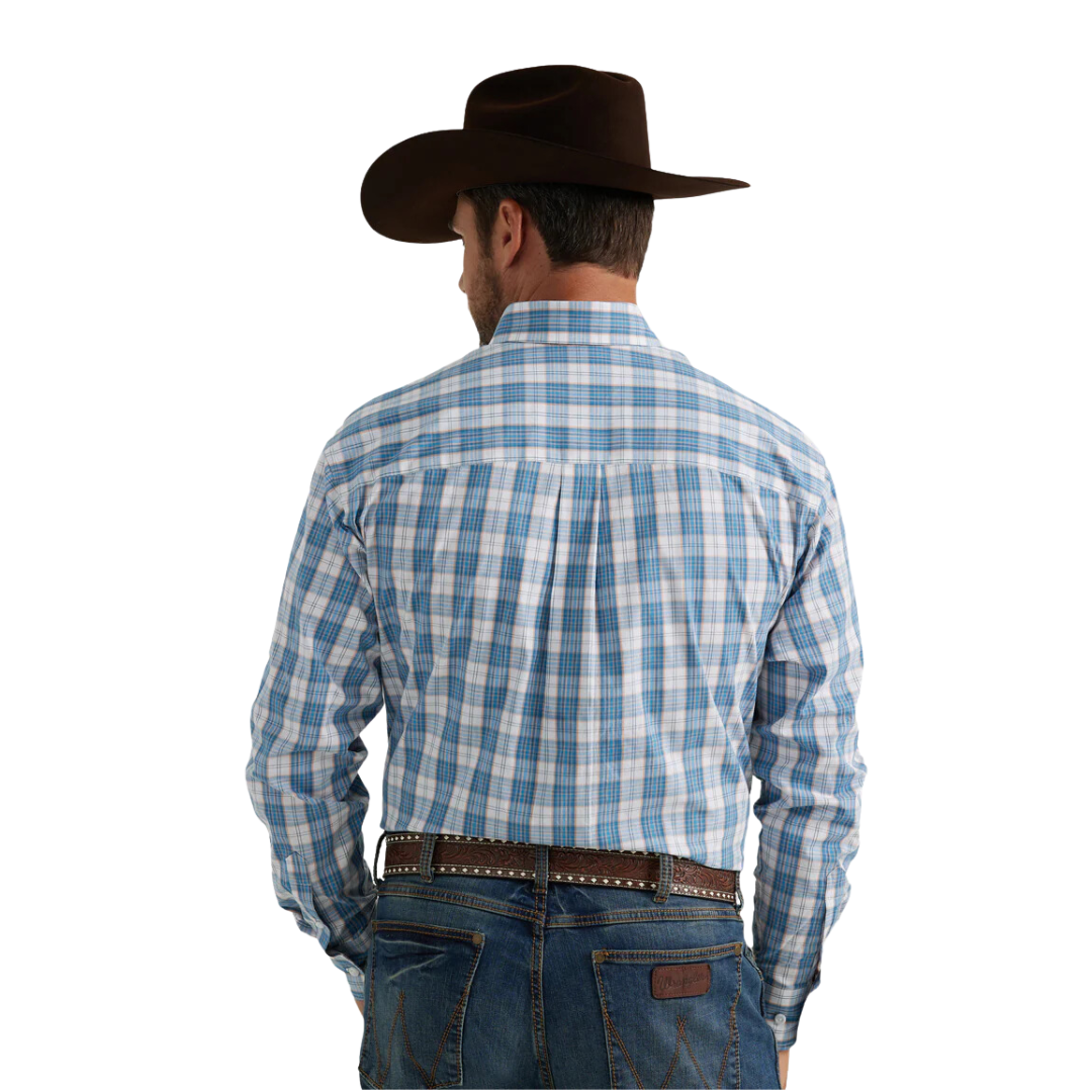 Wrangler Men's George Strait Collection Long Sleeve Blue Shirt