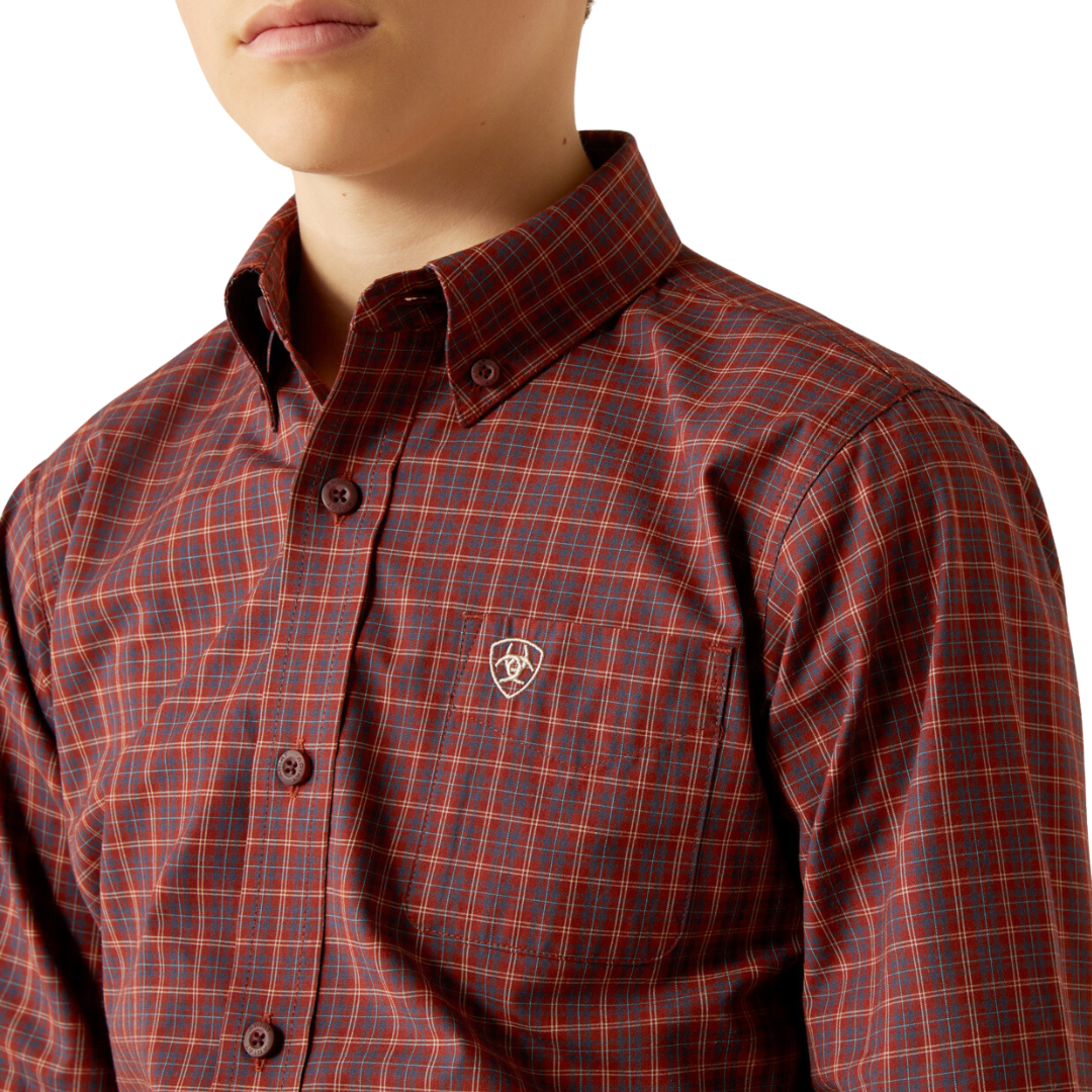 Ariat Youth Boy's Pro Pavel Burgundy Shirt