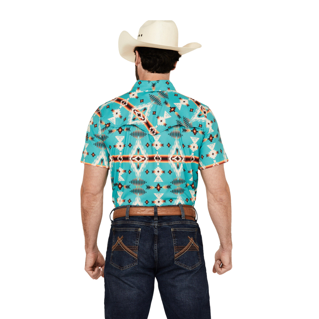 Panhandle Slim Men's Tek Print Turquoise Shirt