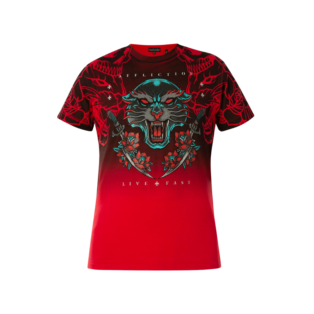 Affliction Men's Obsidian Temple Red Tee Shirt