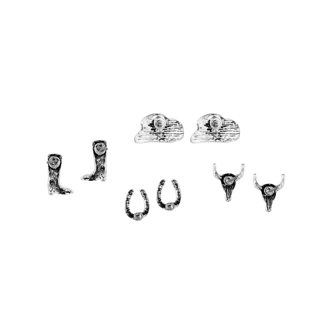 Montana Silversmiths Women's Boot Scootin Post Earring Grey Set