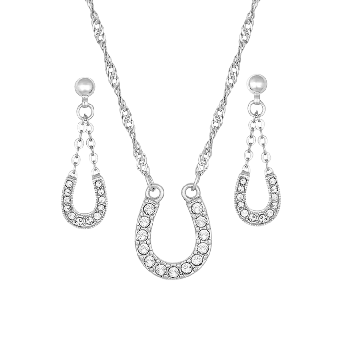 Montana Women's Crystal Clear Lucky Horseshoe Jewelry Set