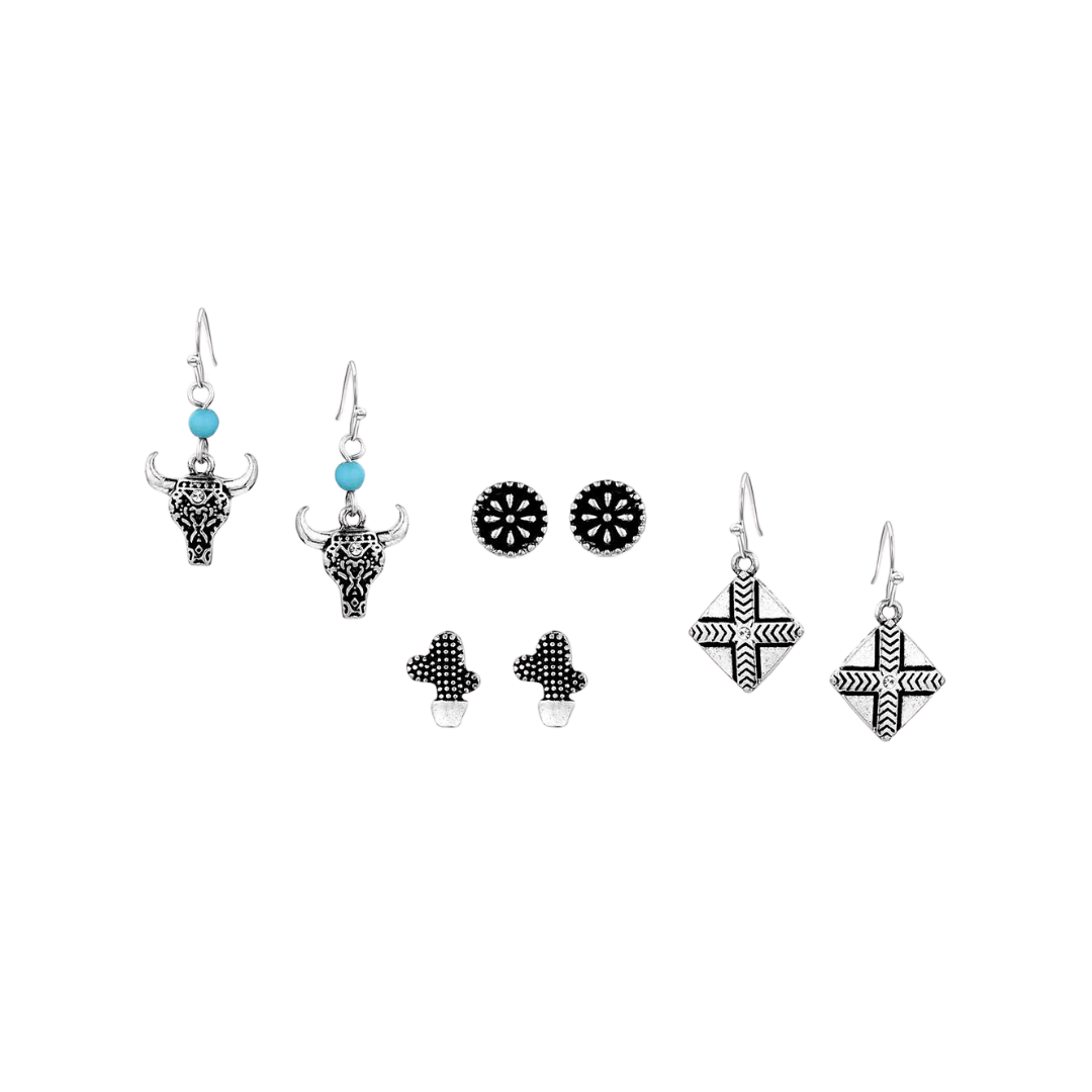 Montana Silversmiths Women's On the Plains Earring Grey Set
