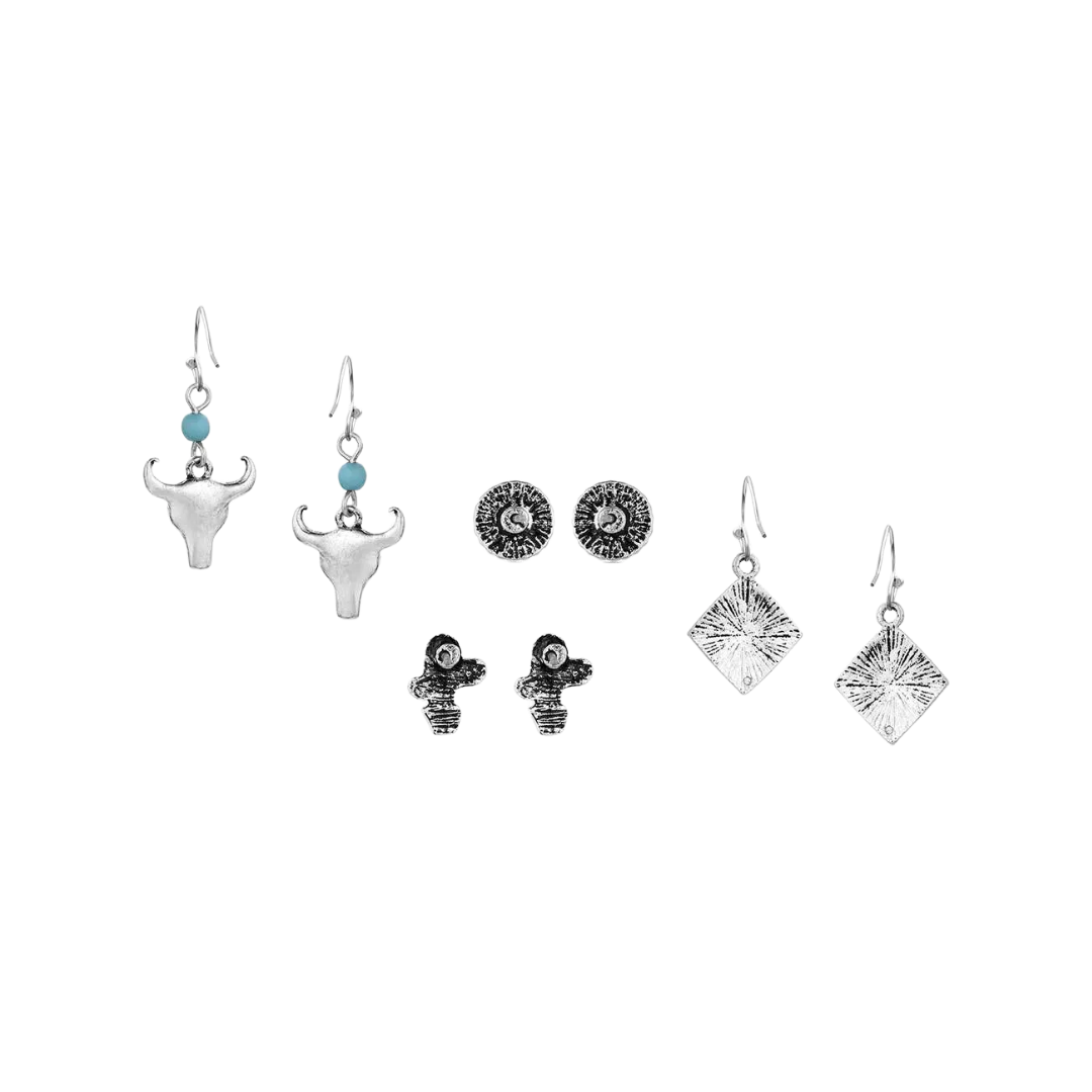 Montana Silversmiths Women's On the Plains Earring Grey Set