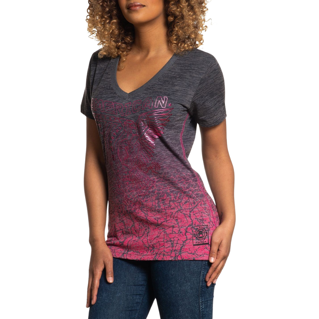 American Fighter Women's Hayward Neck Multicolor Tee Shirt
