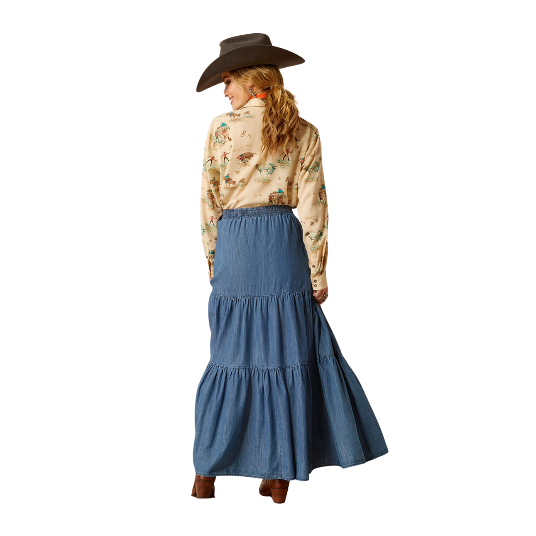 Ariat Women's Chambray Medium Blue Tier Skirts