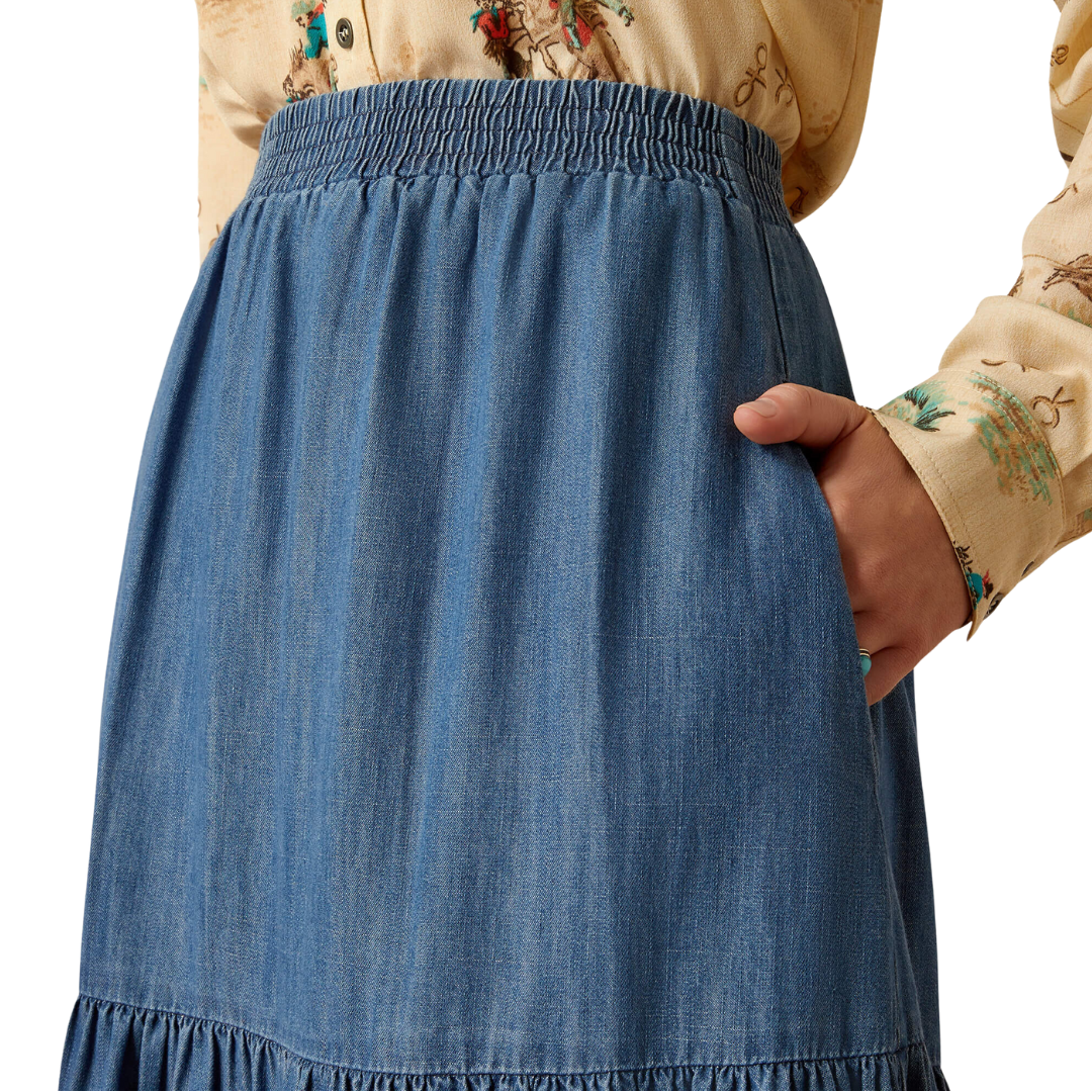 Ariat Women's Chambray Medium Blue Tier Skirts