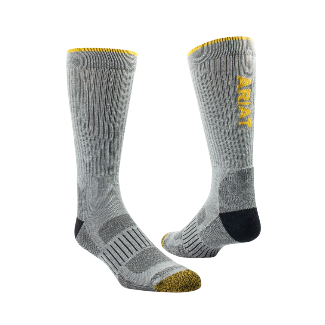 Ariat Men's High Performance Tek Grey Work Socks