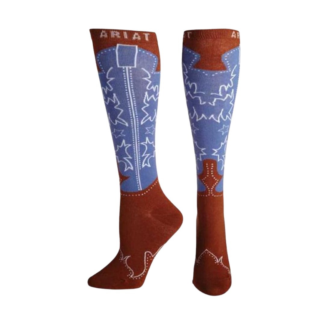 Ariat Women's Western Boot Knee High Blue Socks