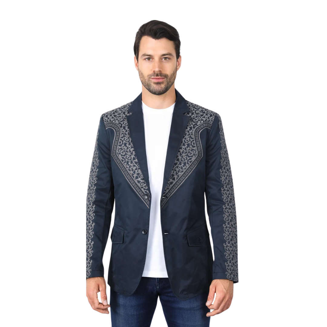 Platini Men's Embroidery Fashion Navy Blazer