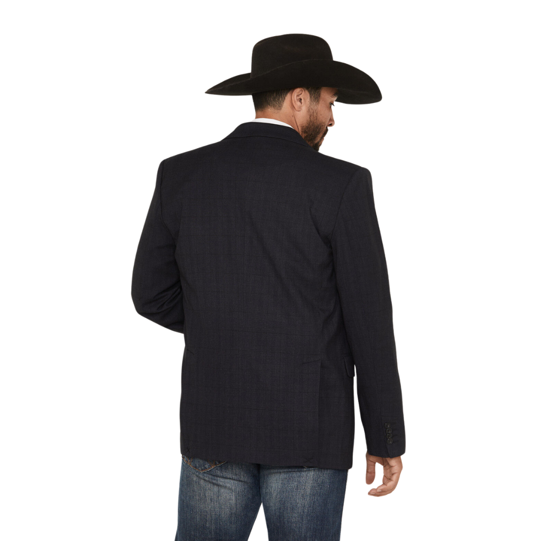 Panhandle Men's Tonal Plaid Print Slim Sport Black Coat