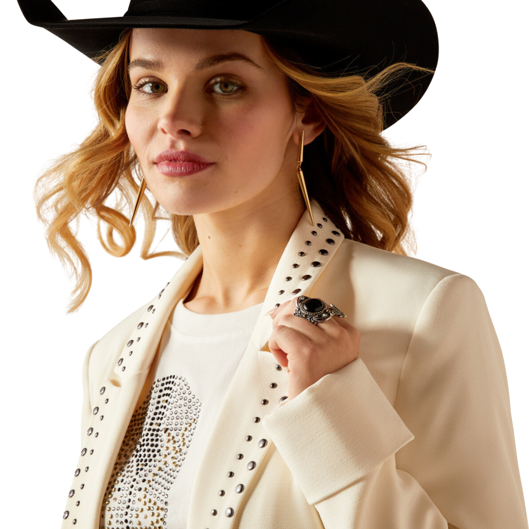 Ariat Women's Ace Studded Crepe Whisper White Blazer