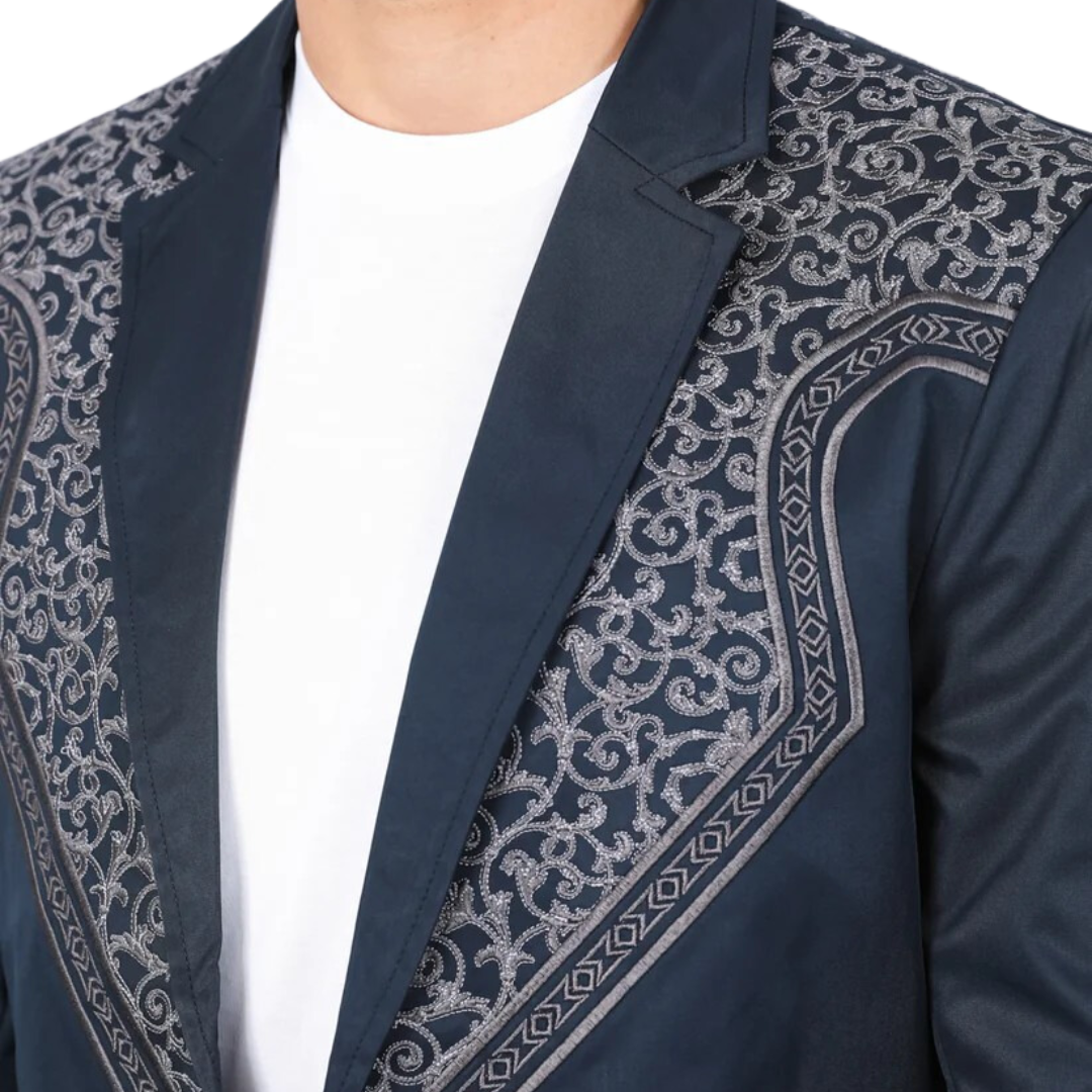 Platini Men's Embroidery Fashion Navy Blazer