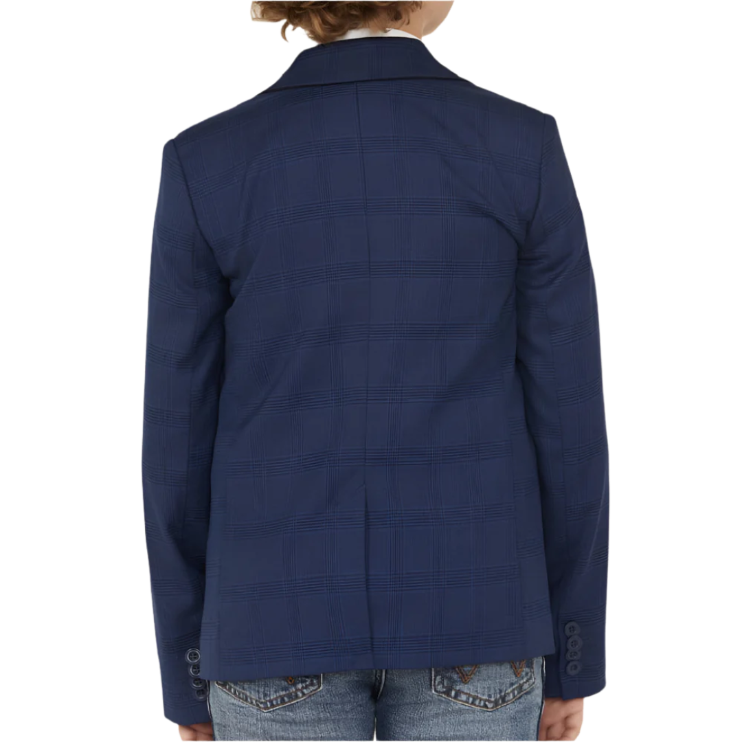 Rock & Roll Boy's Denim Plaid Print Navy Blazer