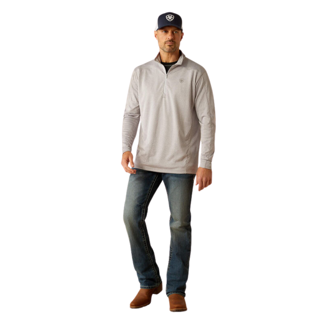 Ariat Men's Hex Fleece Zip Baselayer Silver Sconce Sweater