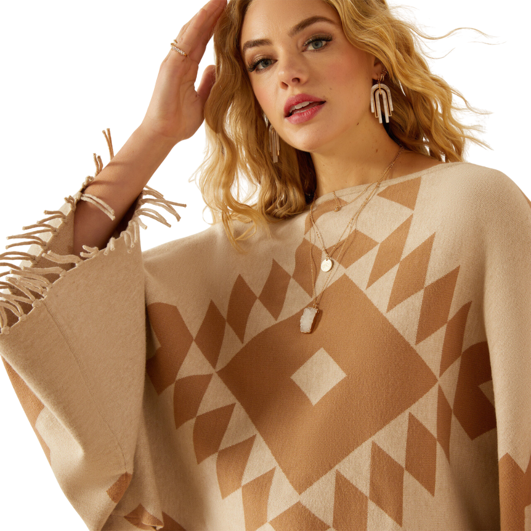Ariat Women's Sunset Chic Oatmeal Tannin Poncho Sweater