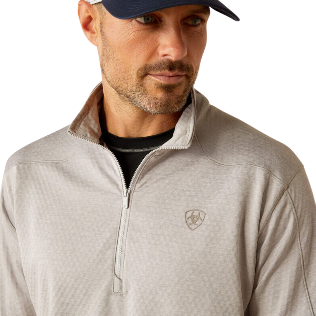 Ariat Men's Hex Fleece Zip Baselayer Silver Sconce Sweater