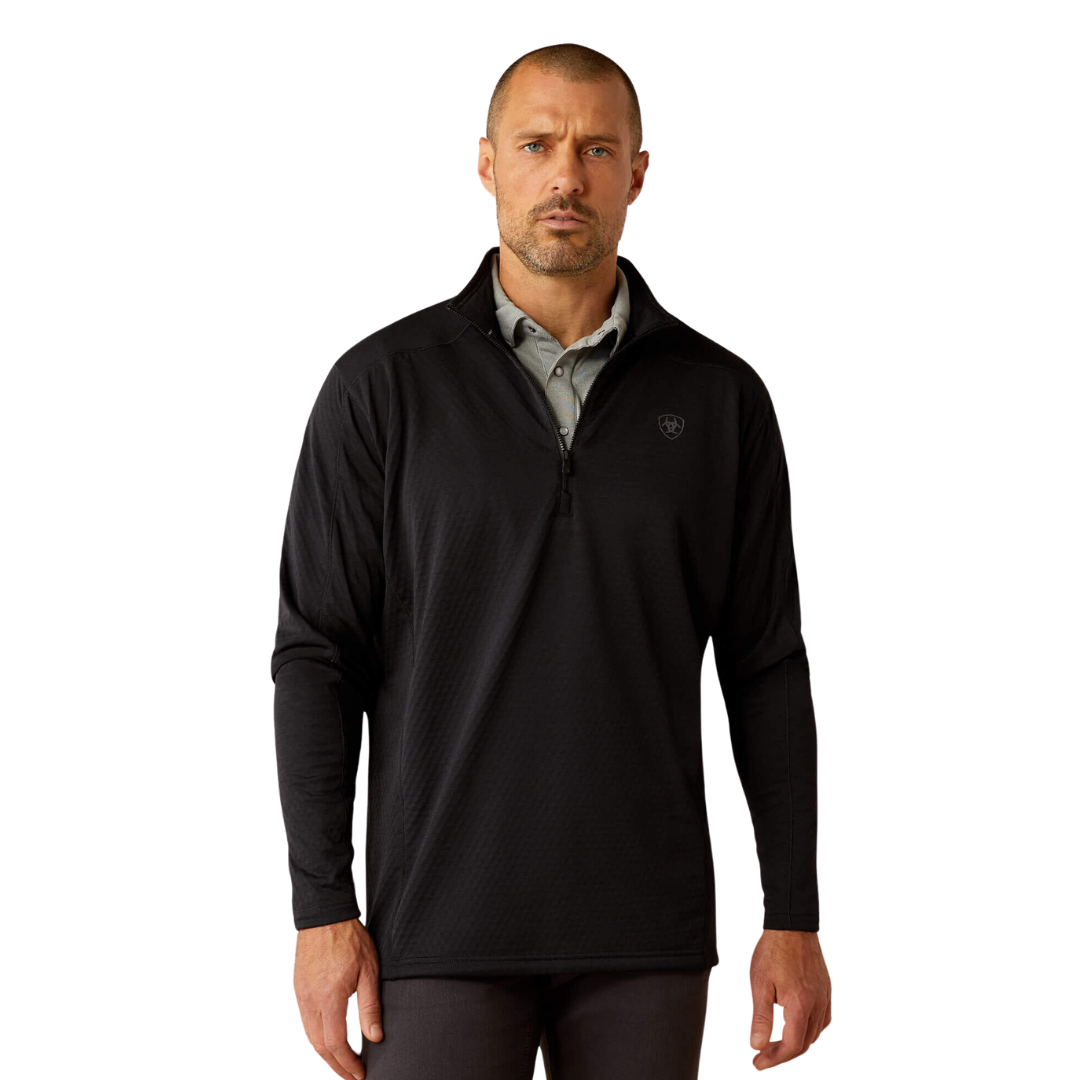 Ariat Men's Hex Fleece Zip Baselayer Black Sweater