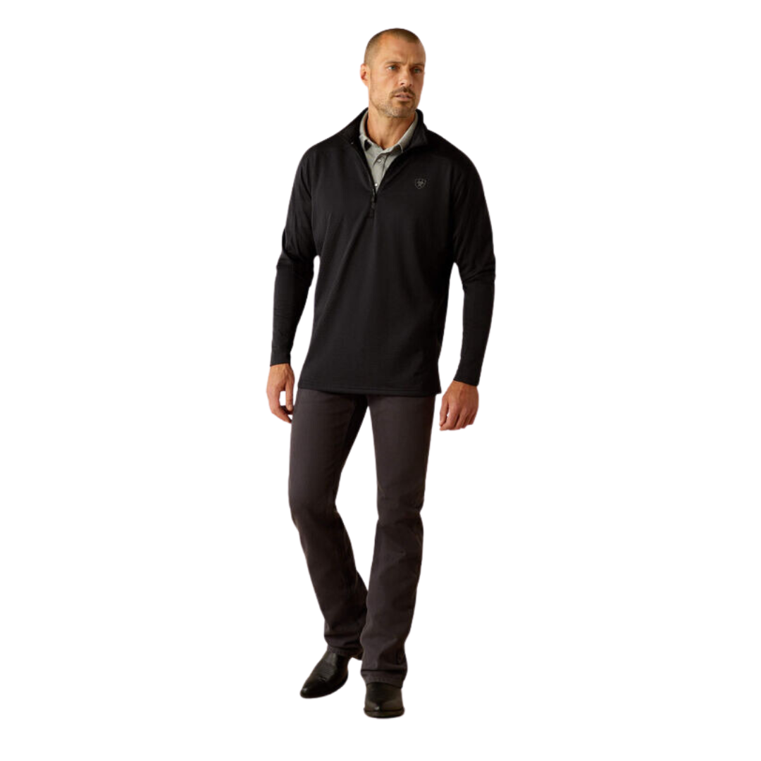 Ariat Men's Hex Fleece Zip Baselayer Black Sweater