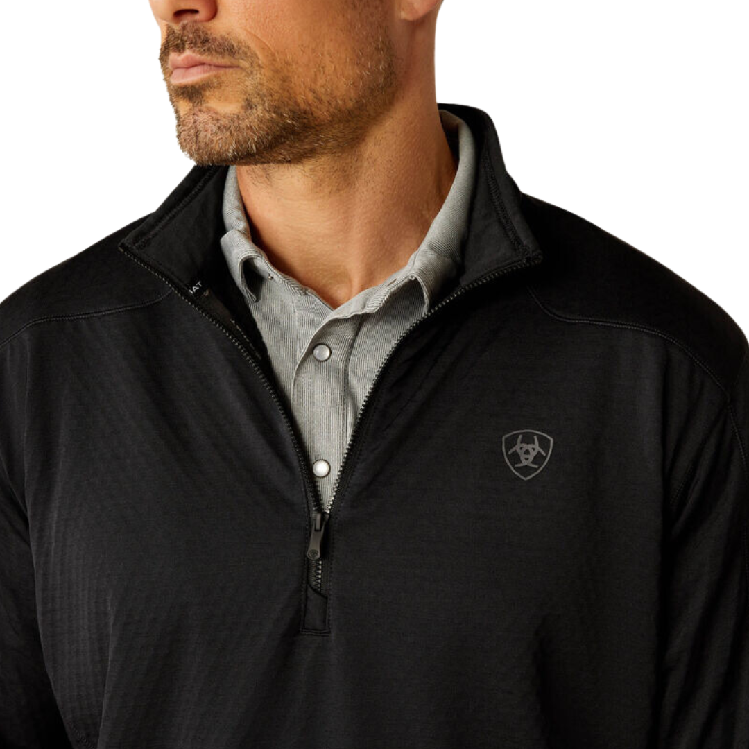Ariat Men's Hex Fleece Zip Baselayer Black Sweater