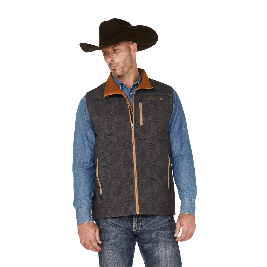 Cinch Men's Herringbone Concealed Carry Charcoal Vest