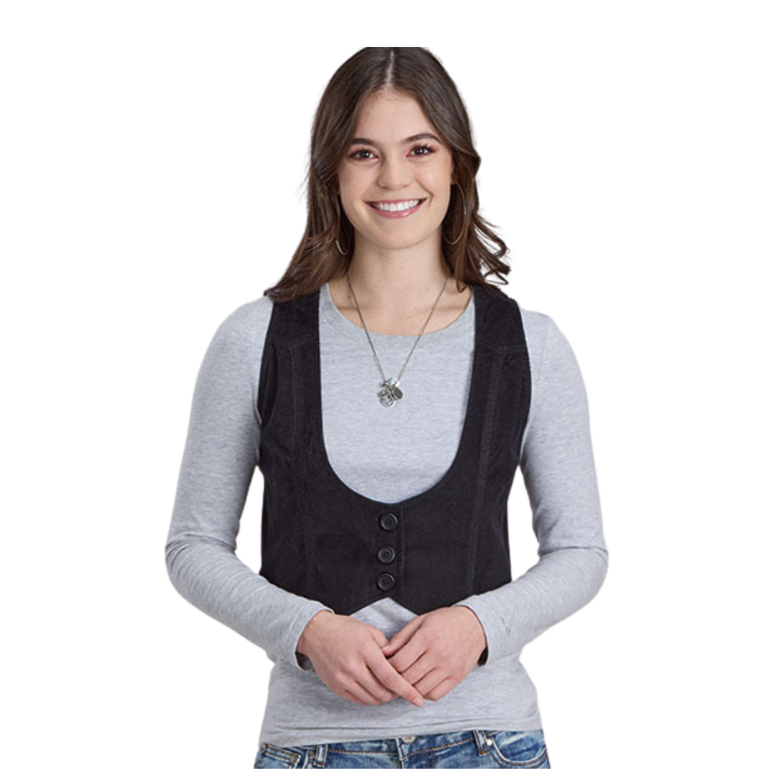 Roper Women's Cotton Corduroy Black Vest