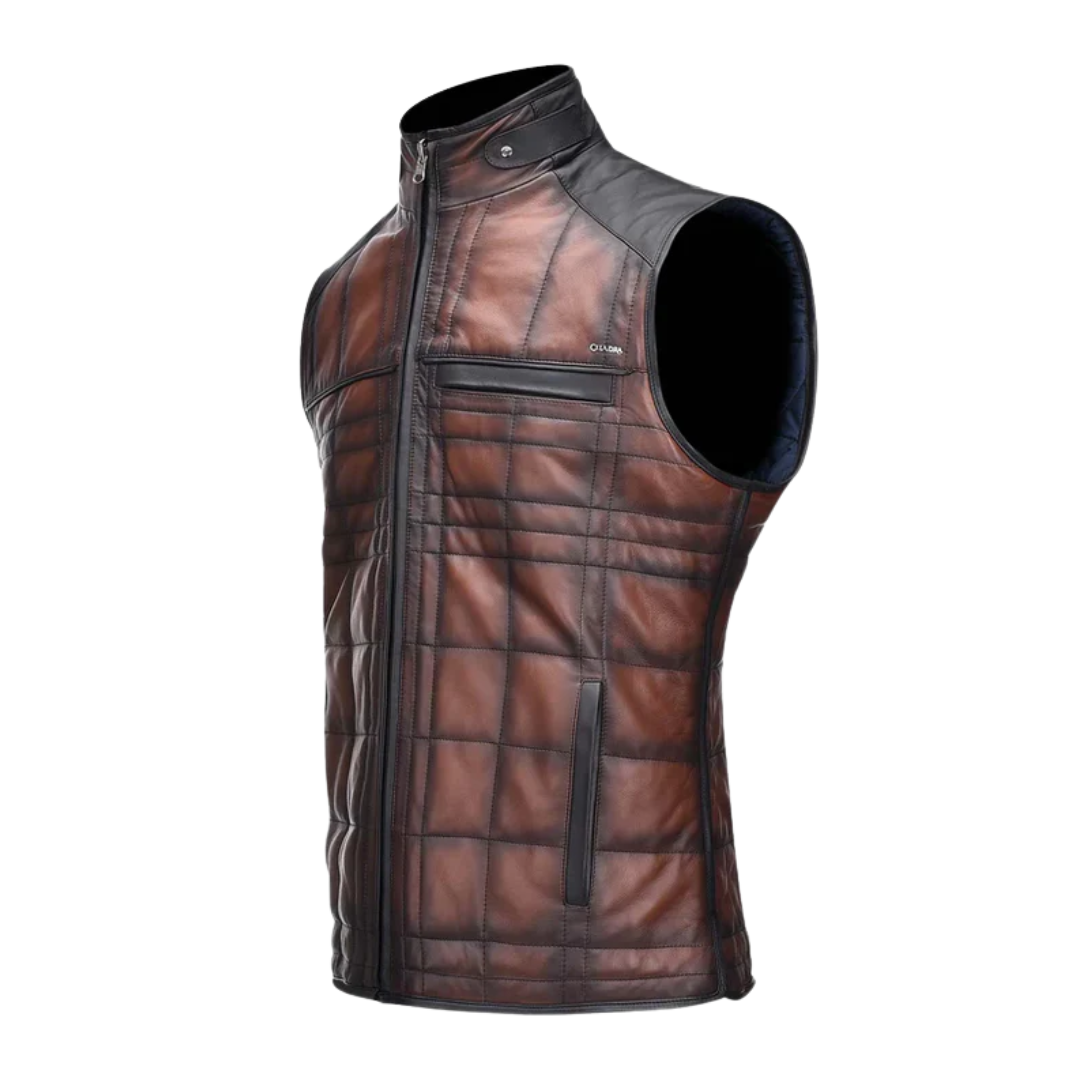 Cuadra Men's Leather Double Sided Brown Vest