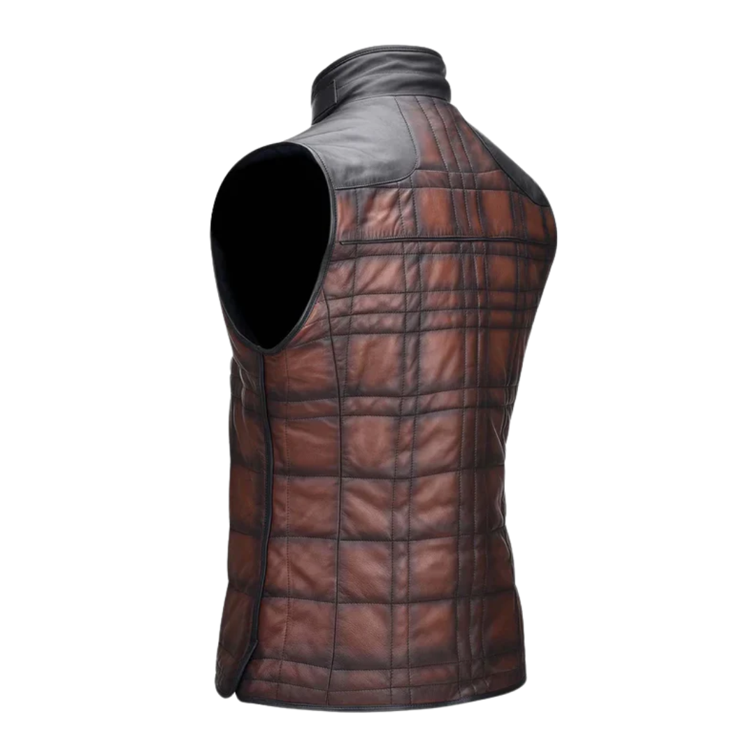Cuadra Men's Leather Double Sided Brown Vest