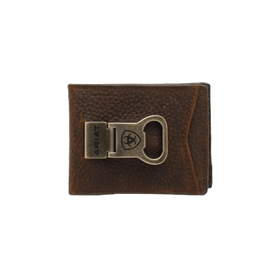 Ariat Men's Rowdy Bifold Money Clip Brown Wallet